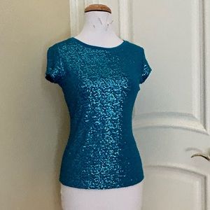 NWOT INC  turquoise blue sequin top